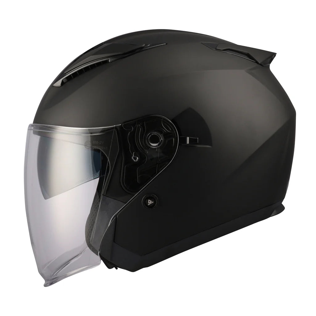SGI Revo Matt Black Open Face Motorcycle Helmet
