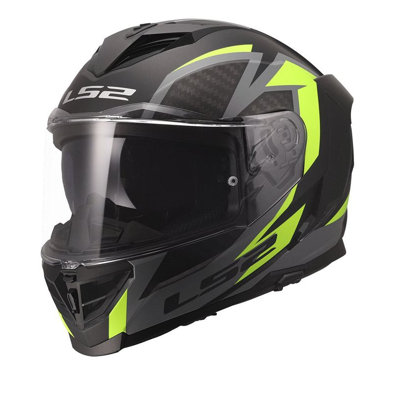 LS2 FF818 Storm 3 Dynamo Motorcycle Helmet (Black|Hi Viz Yellow)