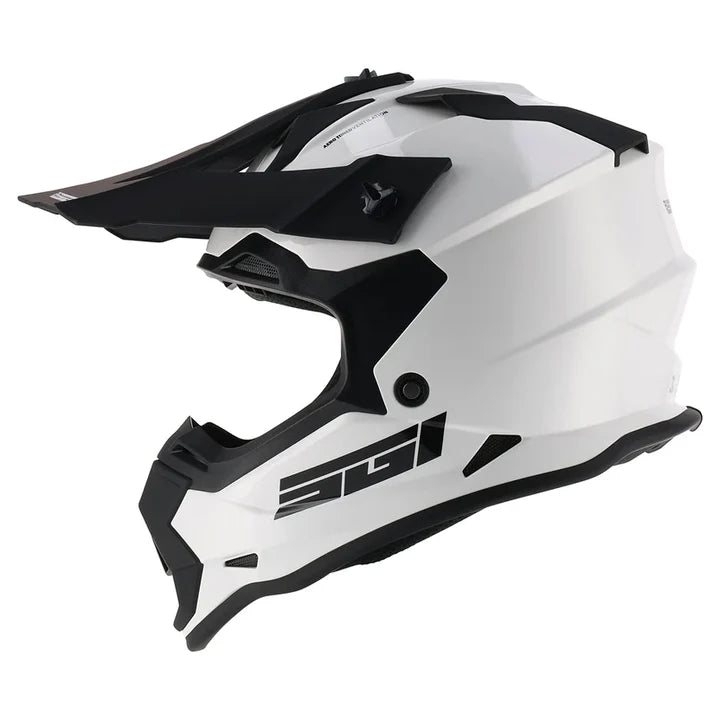 SGI Rapid Youth MX Gloss White Motocross Helmet-YL